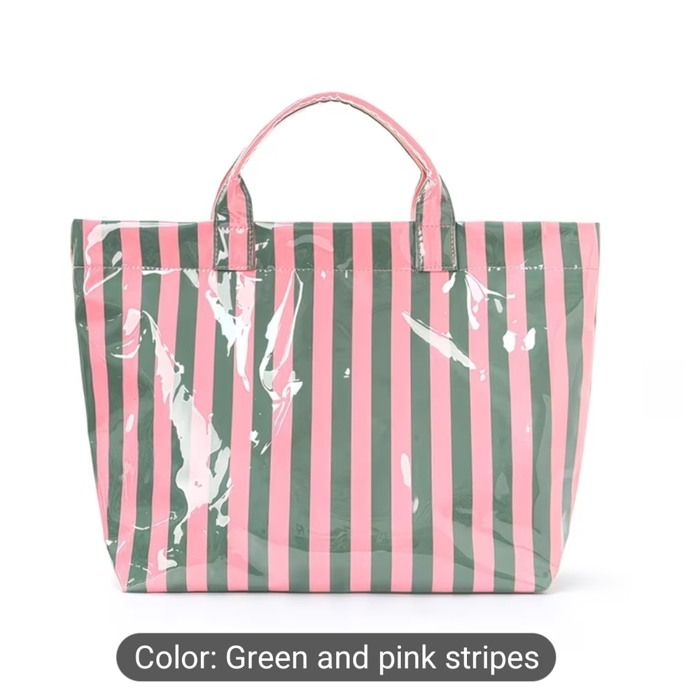 Striped Green and Pink Tote Bag